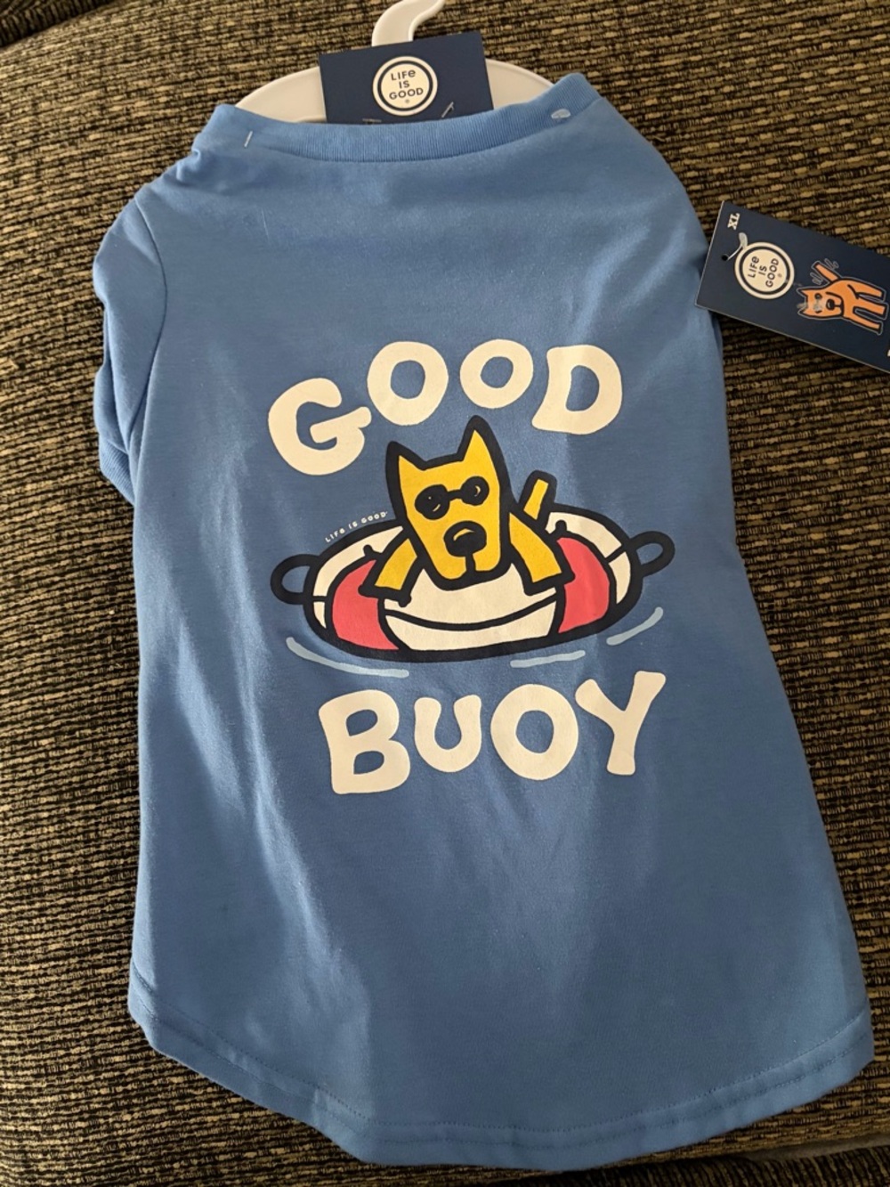 Life Is Good Blue "Good Buoy" Dog Tee nwt